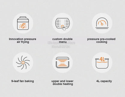 Joyoung B991 Pressure Cooker 70KPa Double Lids 220V Electric Air Fryer Multifunctional 4-In-1 Rice Cooking Pot 24H Appointment