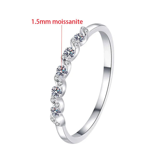 TFGLBU Trendy 1.5mm Moissanite Ring for Women Lab Diamond Matching 100% 925 Sterling Silver Certified Band Wholesale Jewelry