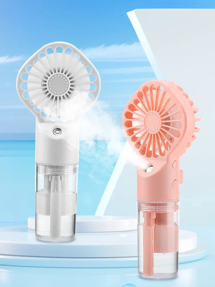 Handheld Mini Quiet Air Cooling Fan Portable Water Mist Fan USB Charging 4 Speed Humidification Spray Fan for Home Office Dorm