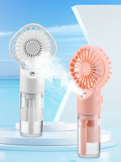 Handheld Mini Quiet Air Cooling Fan Portable Water Mist Fan USB Charging 4 Speed Humidification Spray Fan for Home Office Dorm