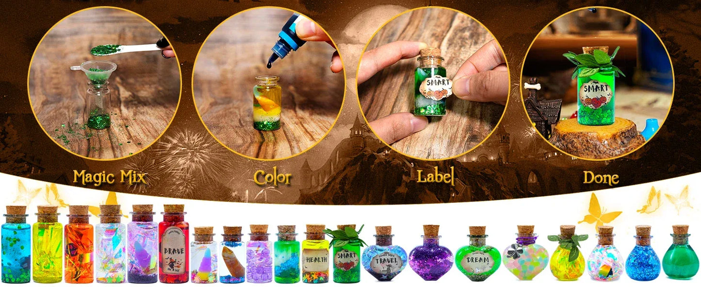 Fairy Magic Potions Kit Kids DIY Witch Glowing Spell Potion DIY Handmade Toys Science Experiments Kids Craft Kit Educational Toy