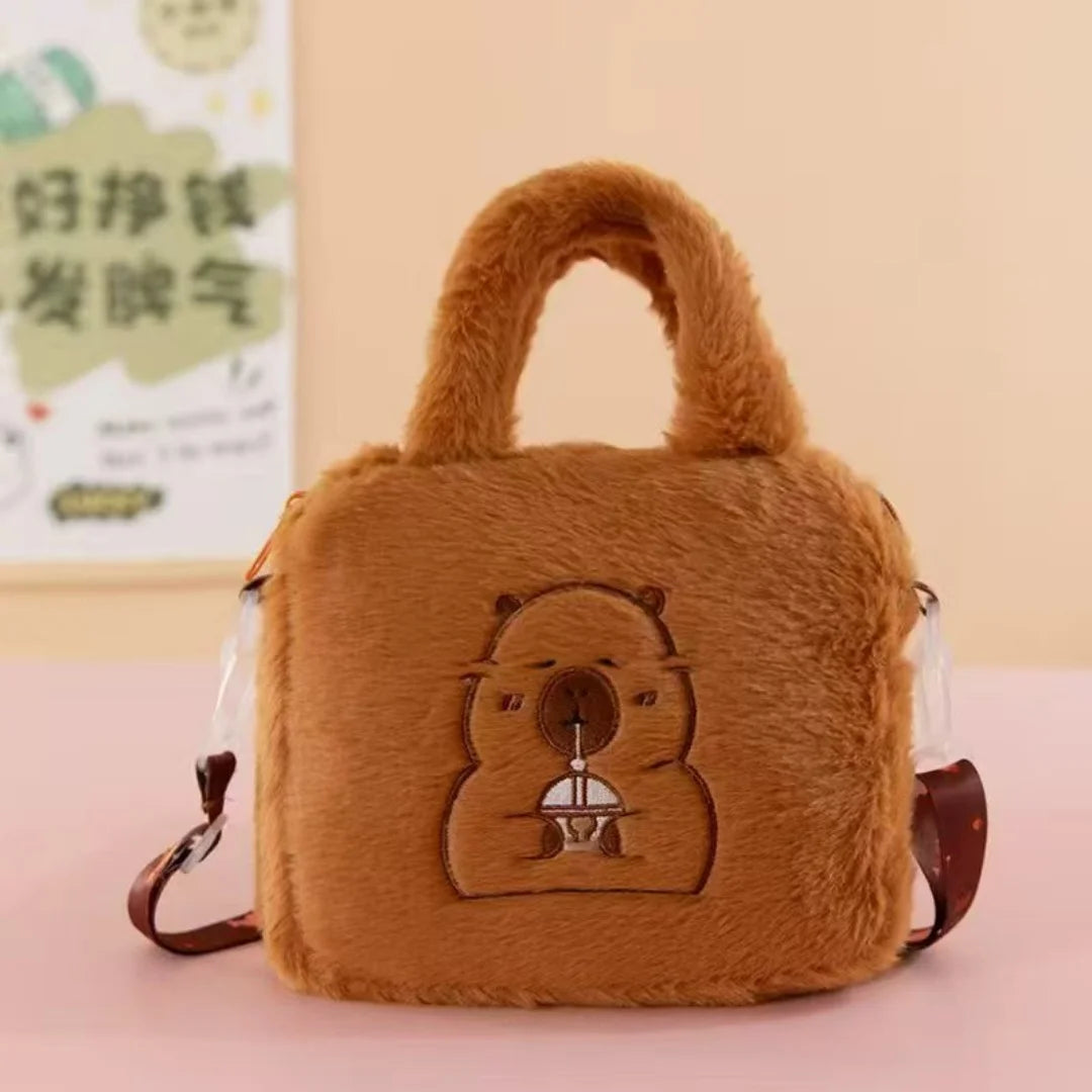 Anime Sanrio Kuromi Capybara Handbag My Melody Cinnamoroll Plush Cosmetic Bag Hello Kitty Travel Storage Bag Women Toy Gifts