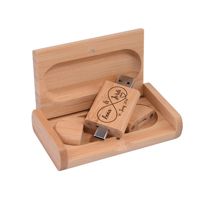 2 IN 1 TYPE-C USB 3.0 Flash Drive 128GB Free Custom Logo Pen Drive 64GB Wooden Pendant Memory Stick 32GB Creative Wedding Gift