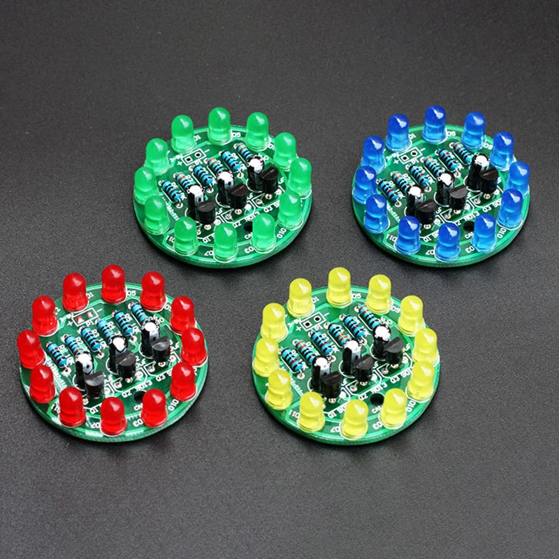 LED Round Water Lamp Production Kit Triode Sports Light Parts DIY Electronic Kit Fun Soldering Component Welding Skill Training