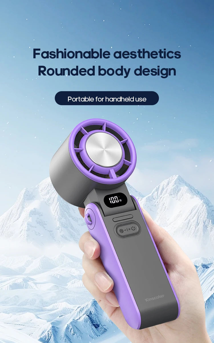 New Foldable Air Cooling Rechargeable Fan 3600mAh Portable Mini Handheld Fan 100-Speed Stepless Turbo Wind for Outdoor Travel