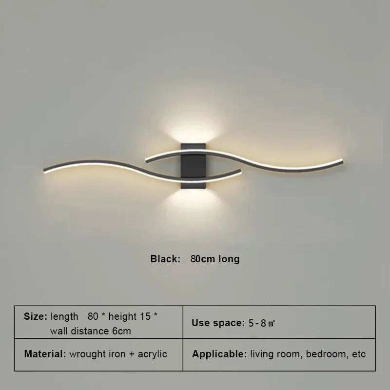 LED Wall Lamp 60/80CM Remote Control Wall Sconce Living Room TV Background Decor Bedroom Kitchen Stair Home Decor Led Lighting