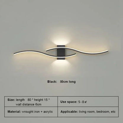 LED Wall Lamp 60/80CM Remote Control Wall Sconce Living Room TV Background Decor Bedroom Kitchen Stair Home Decor Led Lighting