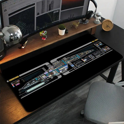 Starship Blueprint Pad Desk Pad Mouse Pad Gamer Computer Cabinet Star Trek Game Office Keyboard Animation XXL Large Desk Pad