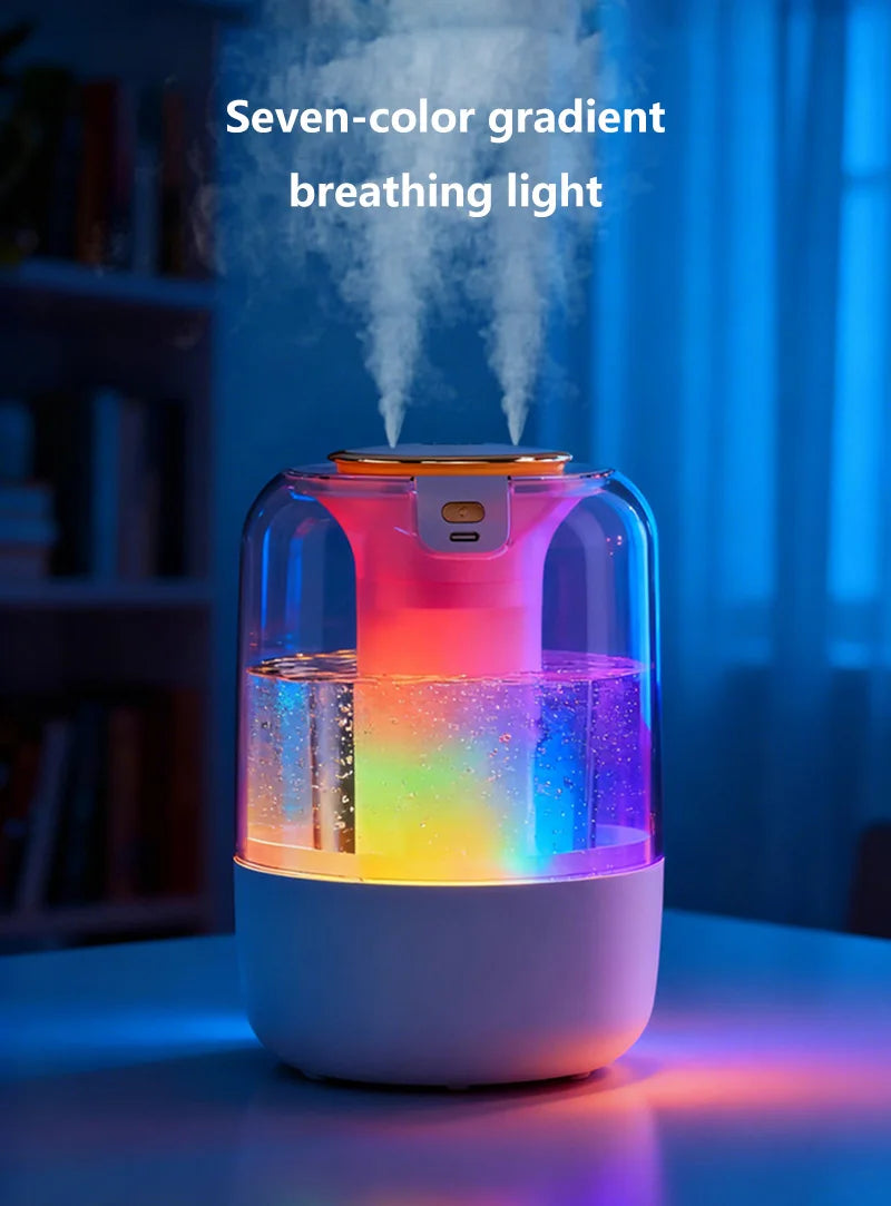 Humidifier USB Double Spray Quiet 2L Large Capacity Humidifier Home Dormitory Office Bedroom Desktop with Night Light