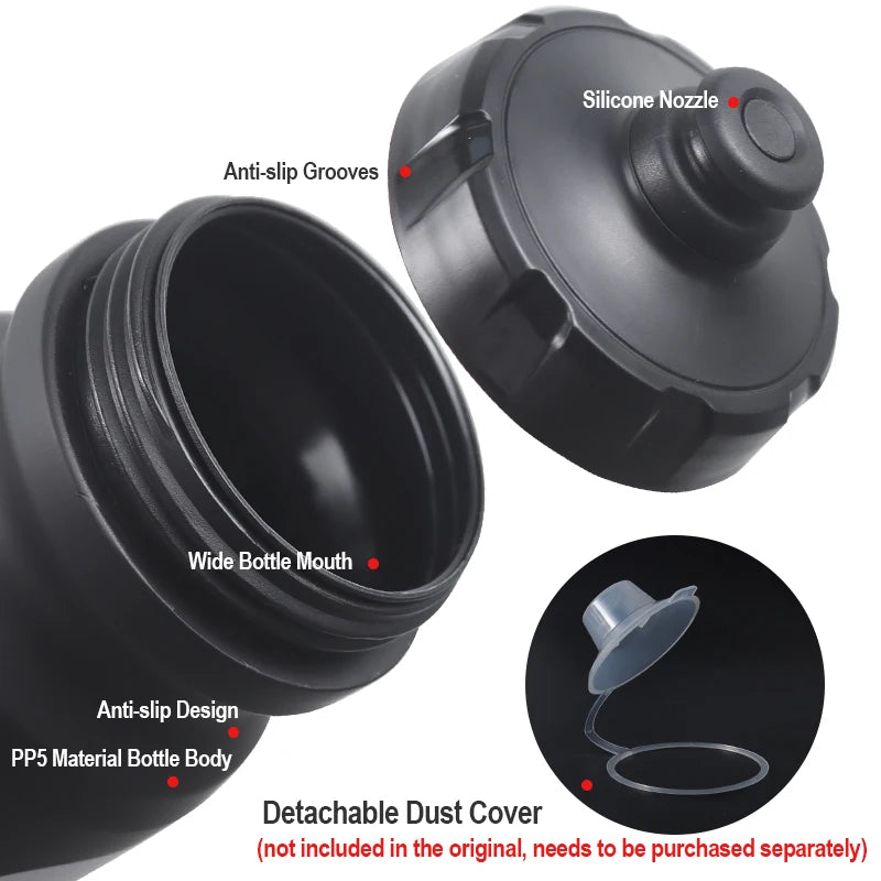 BOLANY 610ML Cycling Bike Water Bottle Bicycle Portable Kettle with Cover Matte Plastic Sports Bottle Outdoor Supplies