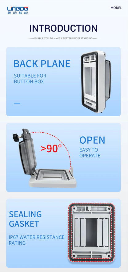 Outdoor Waterproof Window Cover with Lockable Circuit Breaker Electrical Box, Transparent Cover for IP67-Rated Button and Instru