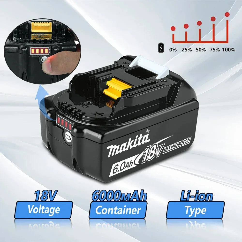 100% Original Makita 18V Battery 18V 6Ah Replacement Battery for Makita BL1860B BL1850 BL1840 BL1830 Li-ion Power Tool Battery