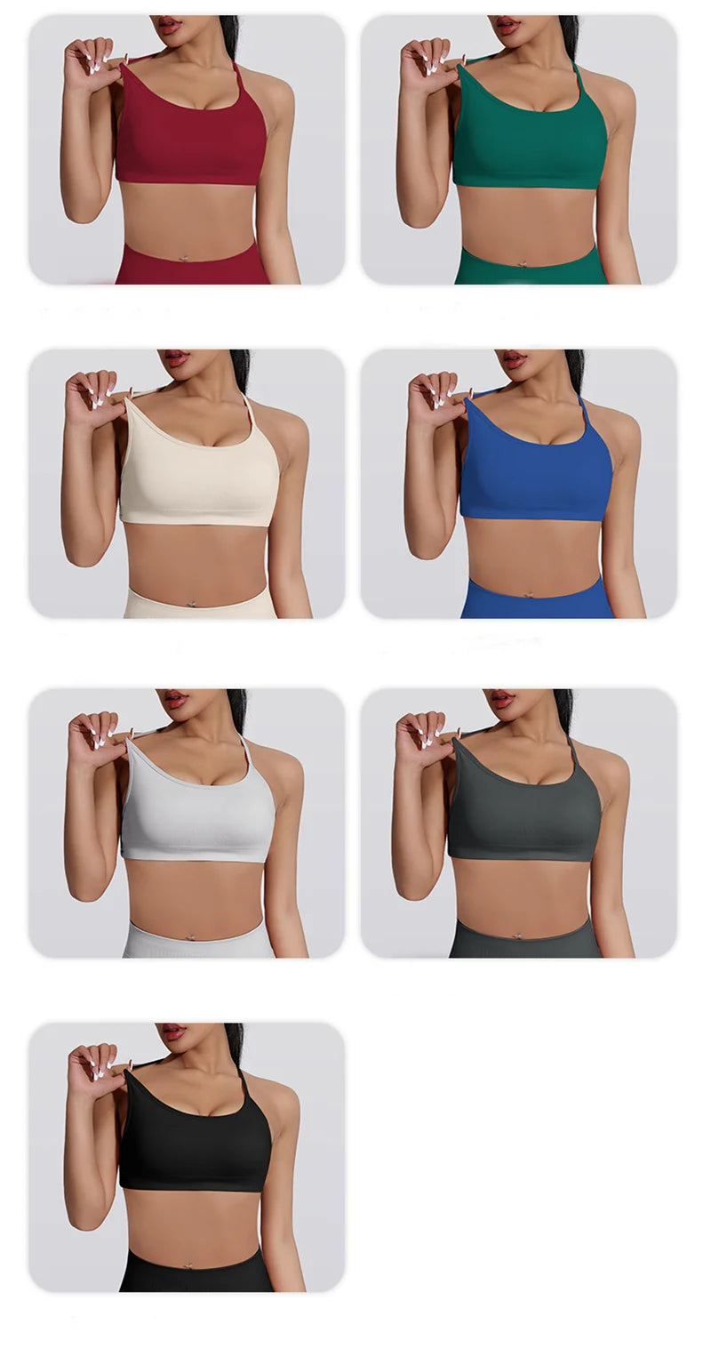 Sexy Backless Impact Strappy Bra Top Women High Support Thin Sport Seamless Bras Scrunch Sports Workout Fitness Tank