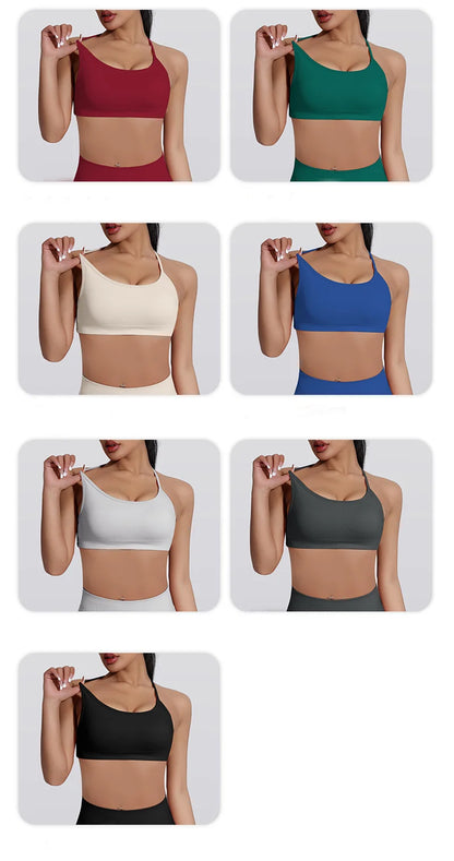 Sexy Backless Impact Strappy Bra Top Women High Support Thin Sport Seamless Bras Scrunch Sports Workout Fitness Tank