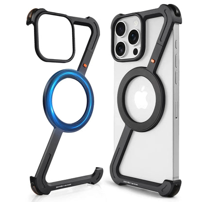Eary Aluminum Alloy Z-Shape Phone Case for iPhone 16 Pro Max Metal Frameless Magnetic Bumper Minimalist Slim Protective Cover