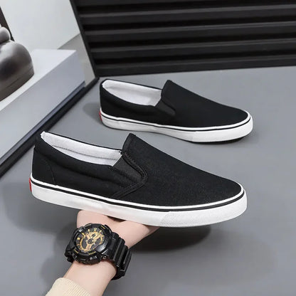 Hand-Painted Canvas Shoes Elastic Unisex Spring 2025 Style Korean Version Flat Heel Breathable Cotton Lined All-Season Footwear