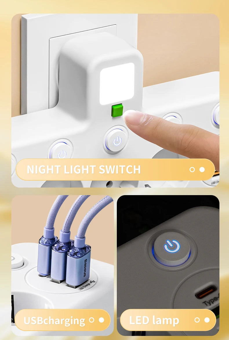 EU plug AC socket power board multi-layer wall socket universal network filter, with or without USB independent switch light ada
