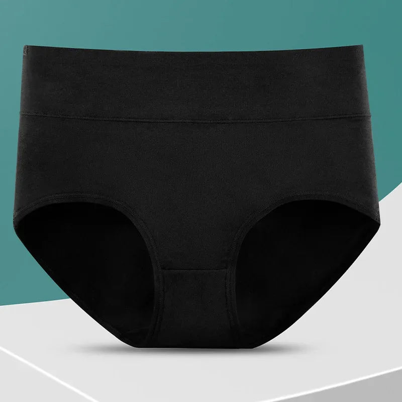 3Pcs Plus Size Women's Cotton Underwear High Waisted Tummy Control Panties Full Coverage Briefs Jacquard Ladies Panty L-5XL