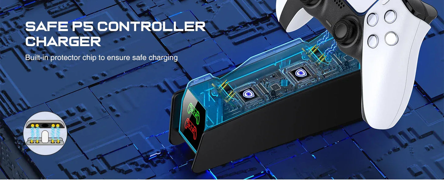 Controller Charging Station For PlayStation 5 Dual Fast Charger LED Indicator Charging Stand Docking Station ps5 accessories
