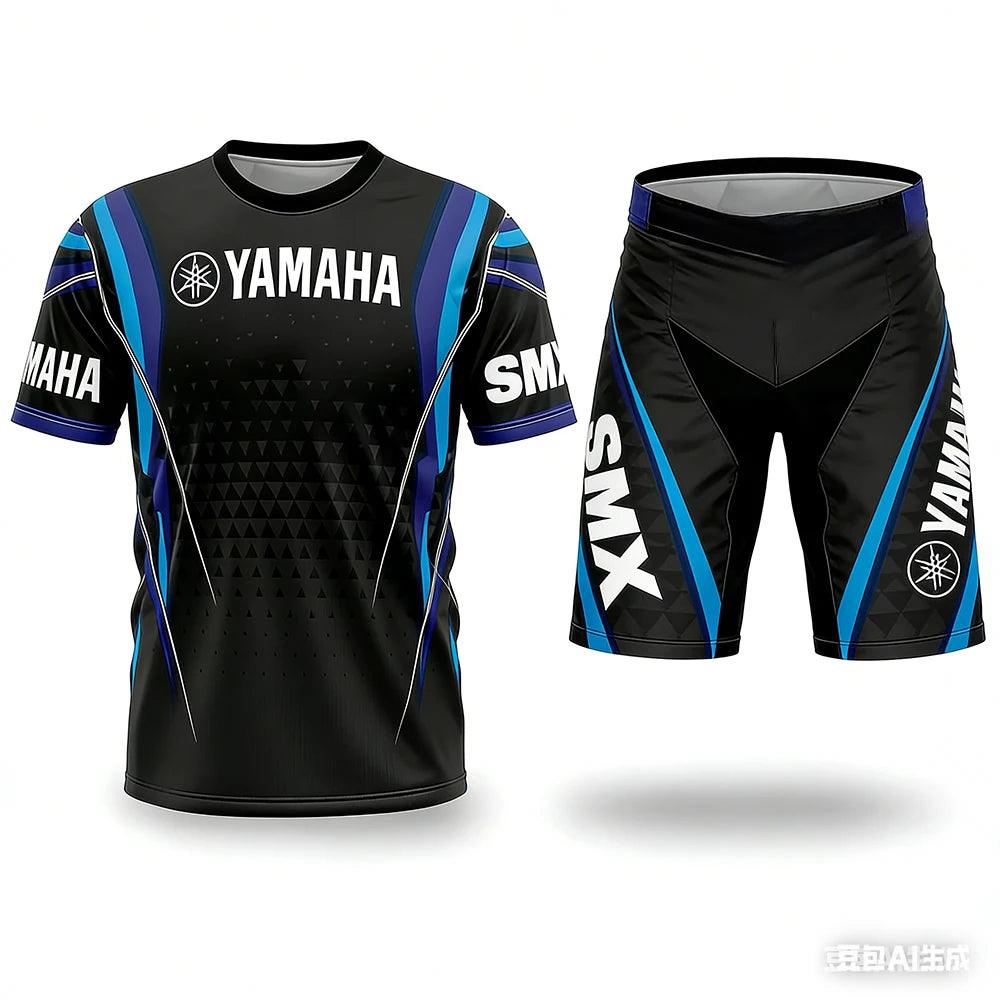 New Summer Yamaha Men's and Women's Motorcycle Riding T-shirt Set Loose Breathable Quick Drying Sports T-shirt Recommended for O