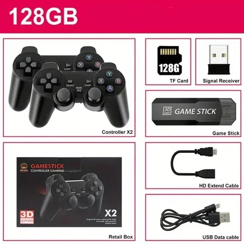 X2 Plus Game Stick 4K HD 2 4G Retro Video Game Console Wireless Controller TV Emulator PS1 N64 DC 256G Games