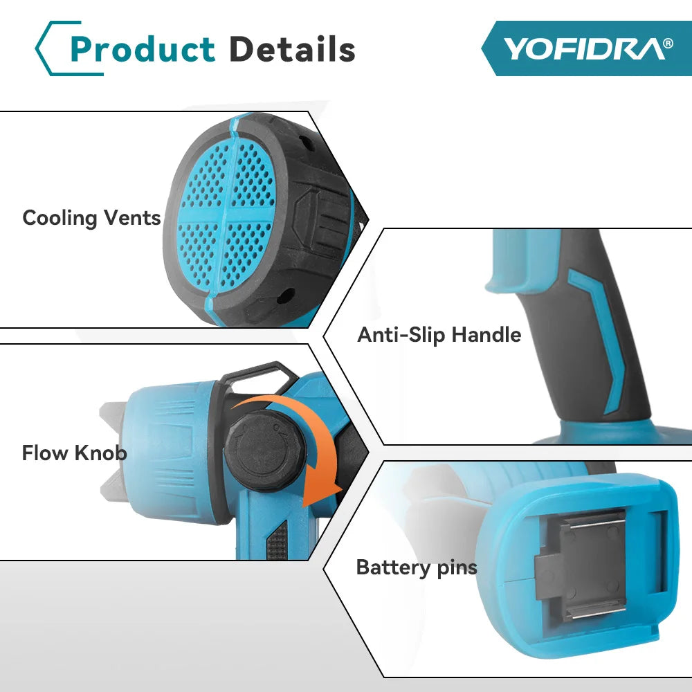 YOFIDRA 1000ML Electric Spray Gun Powerful Portable Paint Sprayer Cordless Furniture Coating Airbrush For Makita 18V Battery Pin