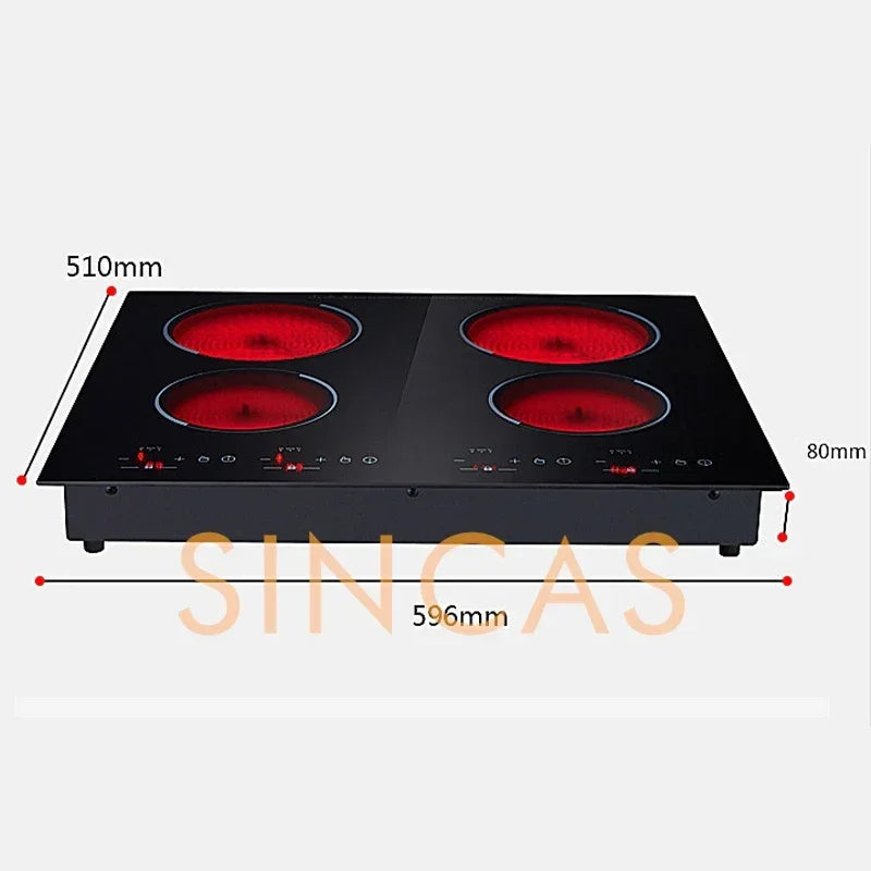4-Burner Built-in Touchscreen Induction Cooktop Timer High-Power Glass Panel Explosion Proof EfficiencyCommercial Household
