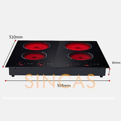 4-Burner Built-in Touchscreen Induction Cooktop Timer High-Power Glass Panel Explosion Proof EfficiencyCommercial Household