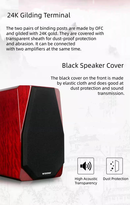 Winner TD-9 Passive Bookshelf Speakers with Wooden Cabinet, 2.0 Hi-Fi Audiophile Stereo System for Home Audio