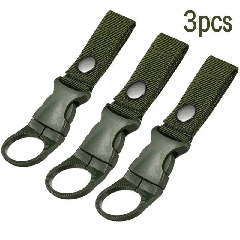 3Pcs Outdoor Tactical Nylon Webbing Water Bottle Clip Multifunctional Climbing Clip Portable Water Bottle Quick Clip Clamp Clip