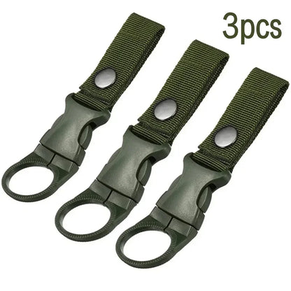 3Pcs Outdoor Tactical Nylon Webbing Water Bottle Clip Multifunctional Climbing Clip Portable Water Bottle Quick Clip Clamp Clip