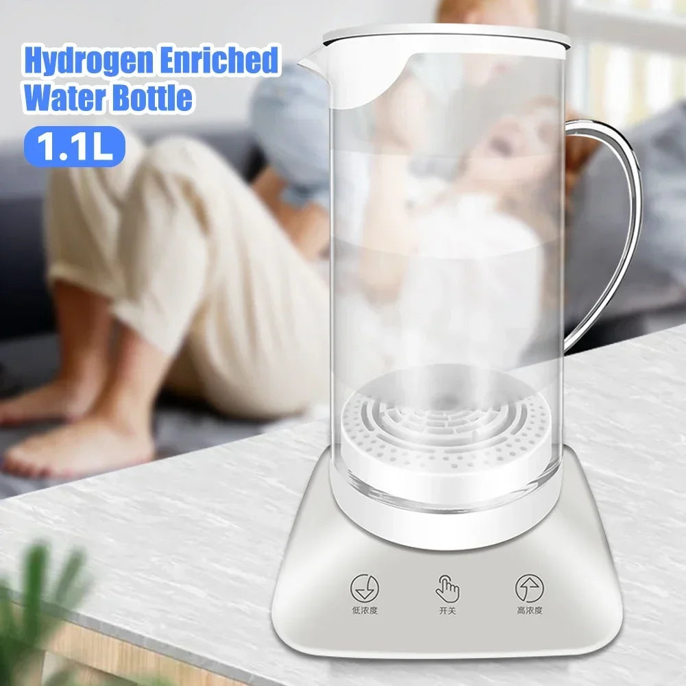 1Pc 1.1L Hydrogen Enriched Water Bottle Large Capacity Electrolyzed Hydrogen Water Bottle Generator For Home Office AC 110-240V