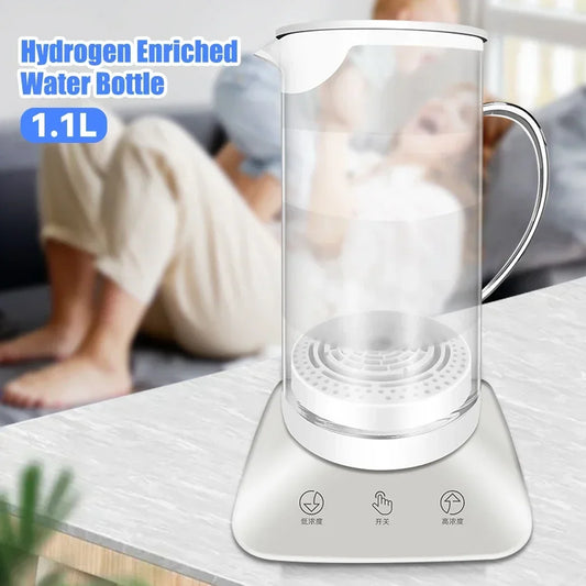 1Pc 1.1L Hydrogen Enriched Water Bottle Large Capacity Electrolyzed Hydrogen Water Bottle Generator For Home Office AC 110-240V by PDG ibma