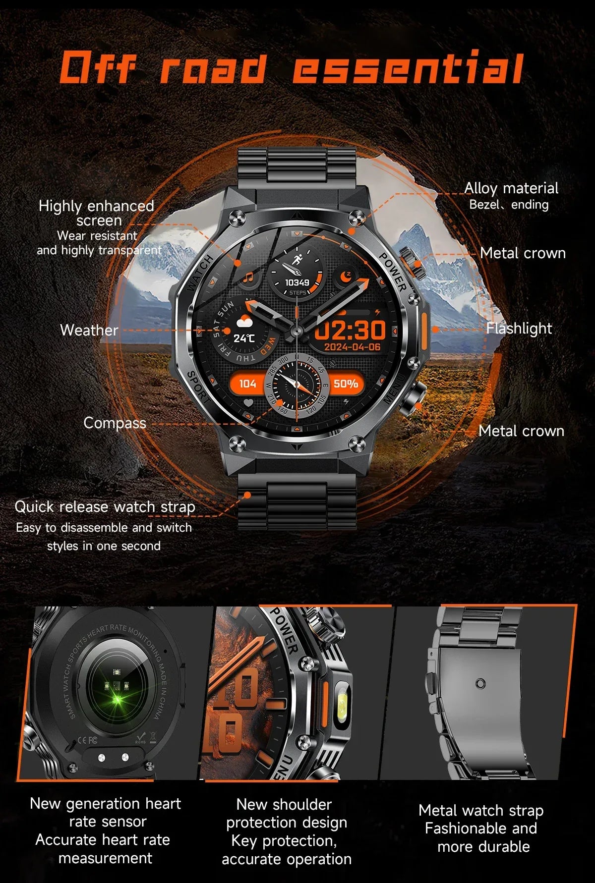 2026 800mAh Super Capacity Battery Adult Men Smart Watch 1.8-inch Large Screen Bluetooth Call IP68 Waterproof SmartWatch Sports
