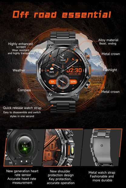 2026 800mAh Super Capacity Battery Adult Men Smart Watch 1.8-inch Large Screen Bluetooth Call IP68 Waterproof SmartWatch Sports
