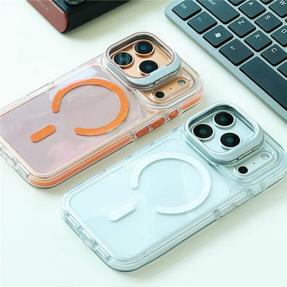 Flip Camera Lens Holder For Magnetic Magsafe Case For iPhone 17Pro 16 16Pro 17 17Pro max Transparent Protective Phone Cover