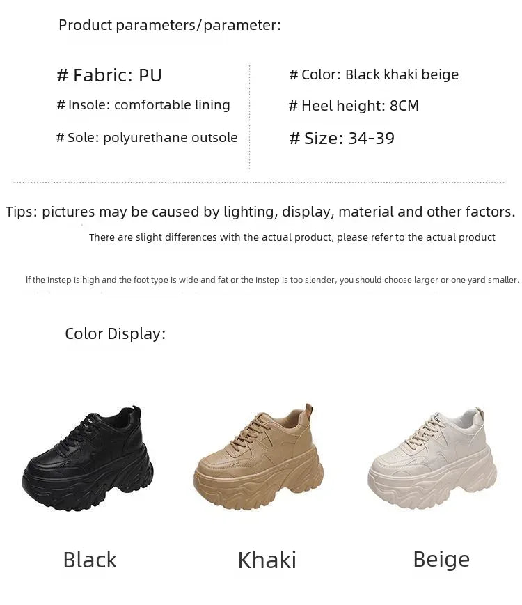 Trendy 2025 New Spring Summer Women's Shoes High Heel Increased Thick Bottom Flats White Casual Shoes Loafers