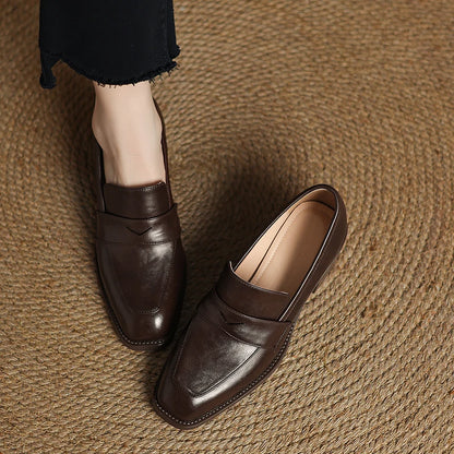2026 New Spring Genuine Leather Women Shoes Round Toe Women Pumps Brogue Designs Shoes for Women High Heel Loafers Ladies Shoes