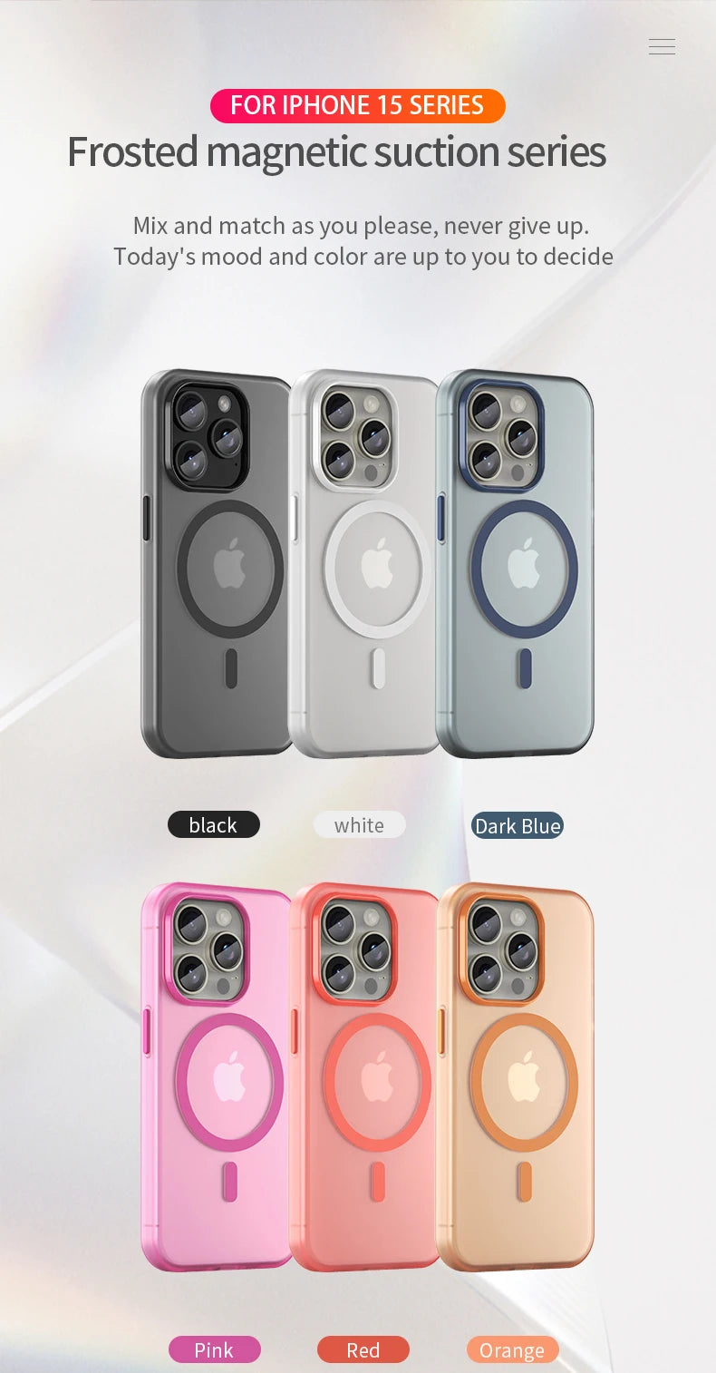 Magnetic Wireless Charge For Magsafe Case for iphone 17 Air 16E 16 15 14 13 12 11 iphone17 Pro Max Plus Matte TPU Bumper Cover