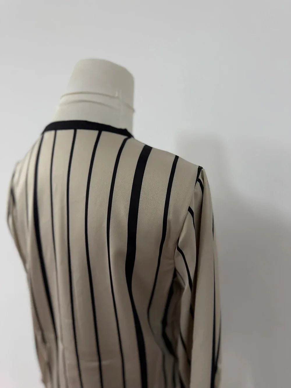 Autumn Korean Fashion High End Long Sleeve Stripe Shirt High Waist Slim Suit Pants Formal Commuter Two Piece Set Women Outfits