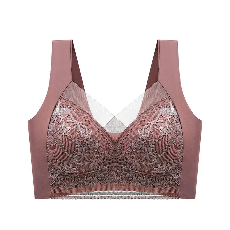 FallSweet Seamless Ice Silk Push Up Bra for Women Wireless Lace Bralette Plus Size Brassiere Summer Comfort Underwear Lingerie