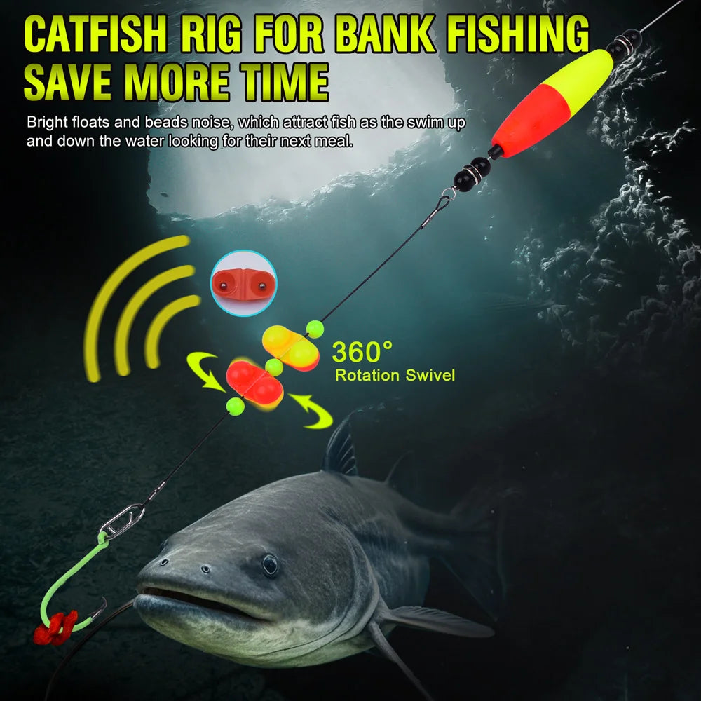 PROBEROS 5pcs 6/0 8/0 10/0 Artificial Catfish Rigs with Rattler High Quality Fishing Equipment  for Freshwater Fishing Wholesale