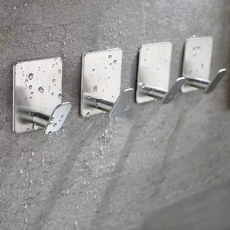 4pc/2pc bathroom clothes hooks, adhesive wall hooks, stainless steel towel racks, bathroom kitchen hardware, multi-purpose hooks
