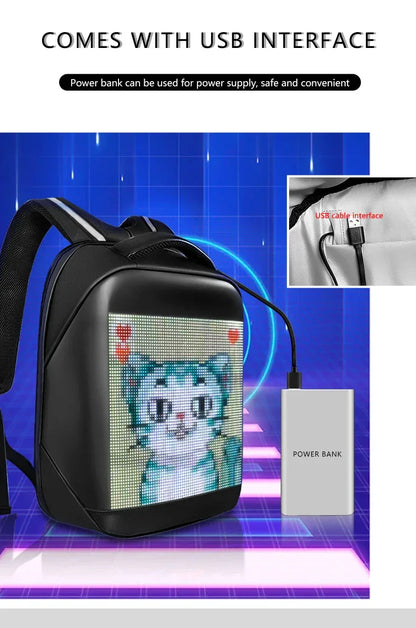 Led Backpack with Programmable Full Color Screen, Motorcycle Backpack, Waterproof Shoulder Travel Backpack, Christmas Gift Bag