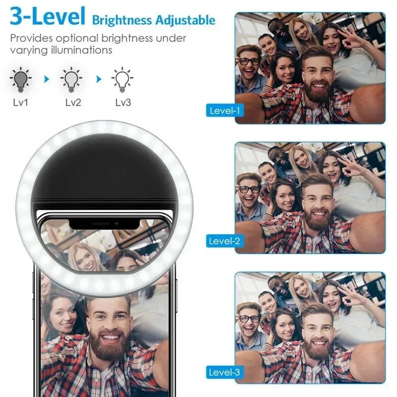 Ringlight Selfie Light Clip On Light For iPhone Samsung POCO Phone Light Ring Video Photo Lamp Flashlight Back Light USB Charge
