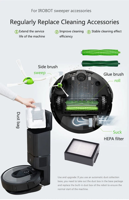 E5 E6 E7 Filter Dust Bag For irobot roomba i2 i3 i3+ i4 i4+ i6 i6+ i7 i7+ i7 Plus i8+ Replacement Main Side Brush Vacuum cleaner