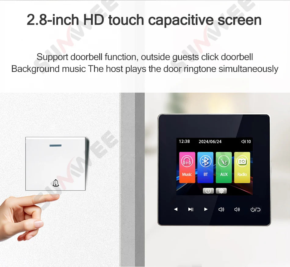 Home theater Background music system audio in wall power amplifier bluetooths player sound TF AUX control panel ceiling speakers
