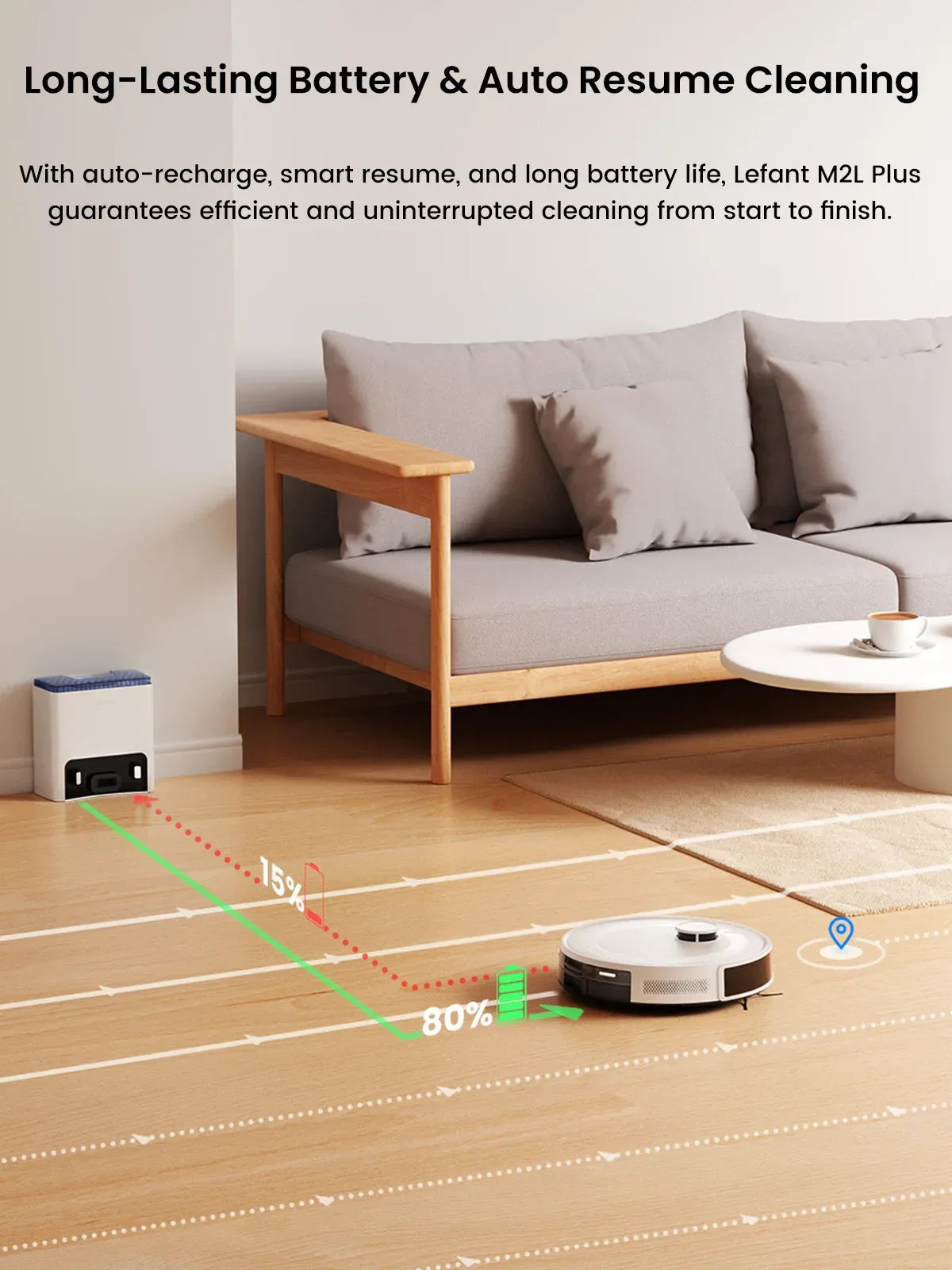 LEFANT M2L Plus Robot Vacuum Cleaner with Mapping, 6000Pa Suction, Emptying Station, Automatic Washing and Drying, DTOF Laser