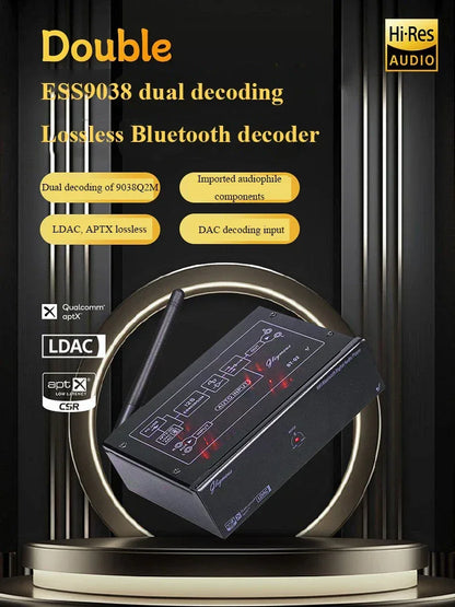 HiFi Lossless Bluetooth Decoder Audio Receiver QCC5125 Dual 9038Q2M DAC 24BIT 96KHz Lossless Decoding External USB Sound Card