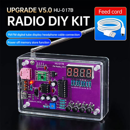 DIY FM Radio Electronic Kit  87-108MHz Adjustable Frequency Digital Display Soldering Project Practice Solder RDA5807S